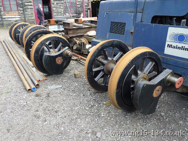 The wheel sets are seen outsite Boston Lodge on September 9th 2010 after tyre turning. (Photo: Richard Watson)