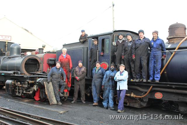 The NG15 volunteer team seen here on NGG16 №87, one of the service fleet locos that the team also worked on.