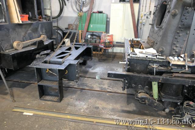 The footplate frame extension removed to allow the remaing fixing bolts to be fitted. (Photo: Laurence Armstrong)