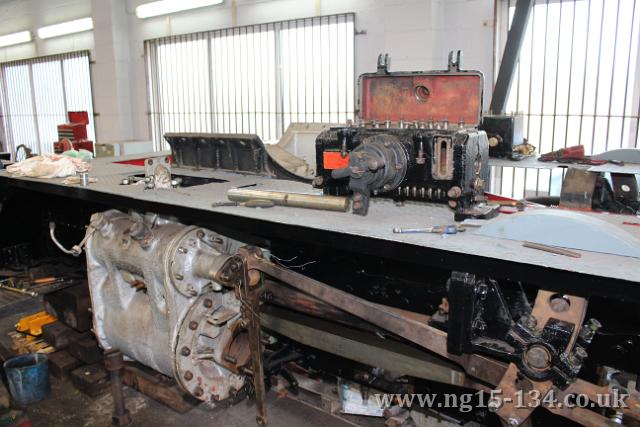 The valve gear and mechanical lubricator being trial fitted on the left hand side. (Photo: Laurence Armstrong)