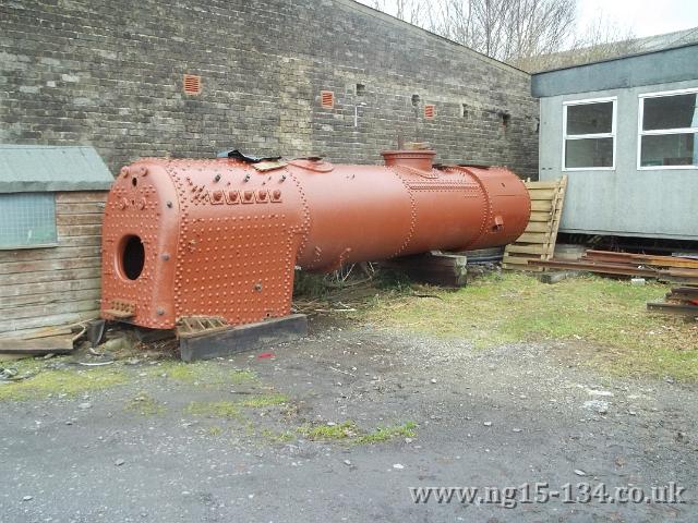 The boiler awainting its transport. (Photo: L. Armstrong)