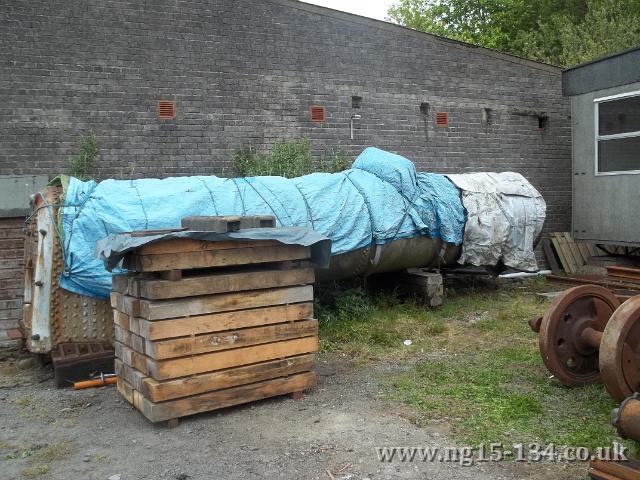 The covered over boiler after removal of the chimney and smokebox door. (Photo: L. Armstrong)