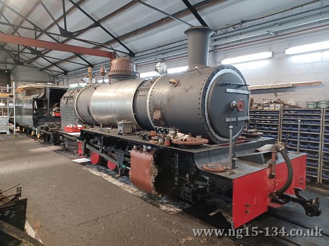 134 outside the shed ready for the passing of The Snowdonian special train. (Photo: Adrian Strachan)