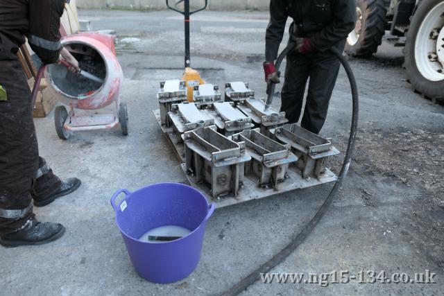 The loco's firebox arch bricks being cast. (Photo: Laurence Armstrong)