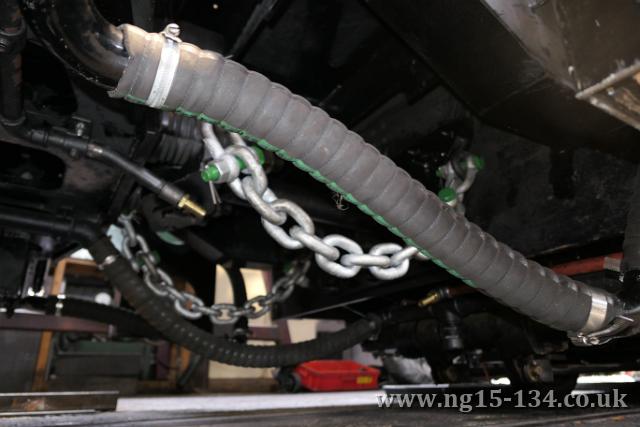 A view of the tender-loco coupling together with the linking pipework. (Photo: Laurence Armstrong)