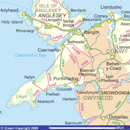 Map of North Wales